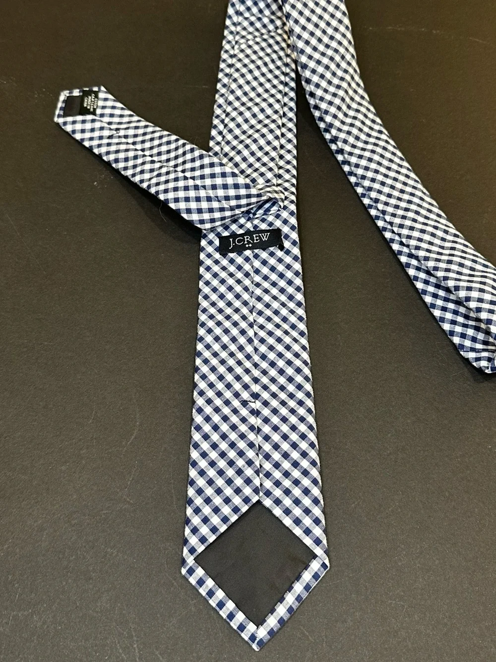 J.Crew Factory Navy Gingham Skinny Tie 2.5” Preppy Summer Cotton (Item 02182)